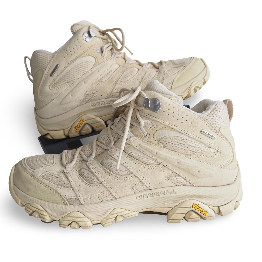 Merrell Moab 3 Mid Waterproof Hiking Boots Men's 10.5 J037891 Cream Beige